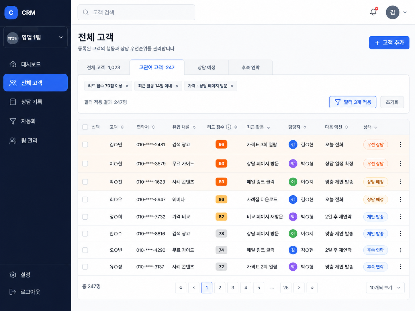DB 스코어링 관리 시트